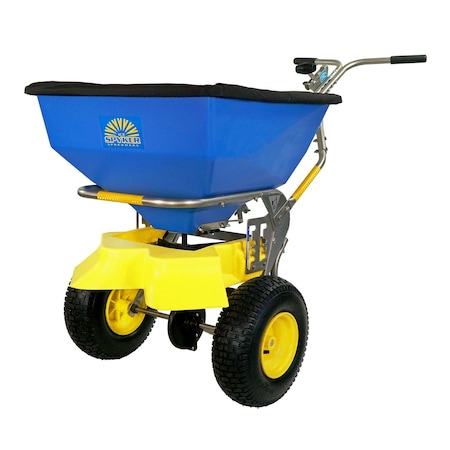 Spyker Spreaders 100 lbs Cap Push Spreader For Ice Melt, 28.5 in Spread, 5 ft 3 in to 6 ft 6 in Adjustable Handle SPY100-2S